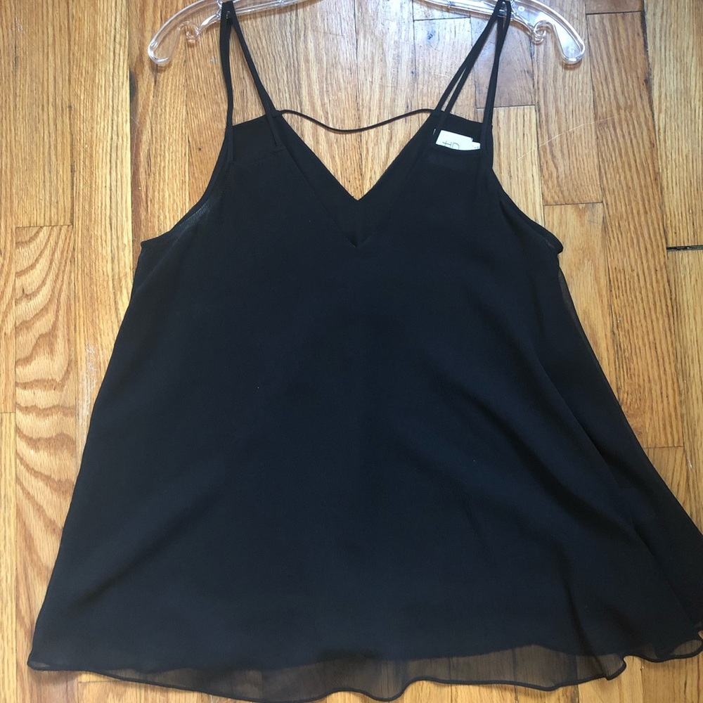 Black silk, v-neck tank top